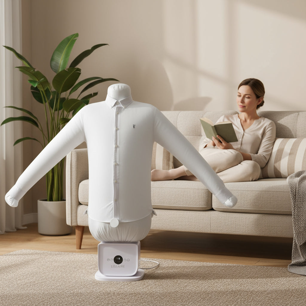 Smart ironing device refreshing a light jacket using airflow